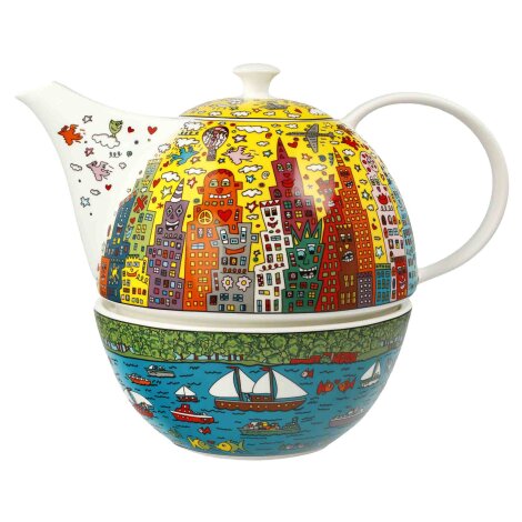 Teekanne mit Stövchen James Rizzi - My New York City Sunset