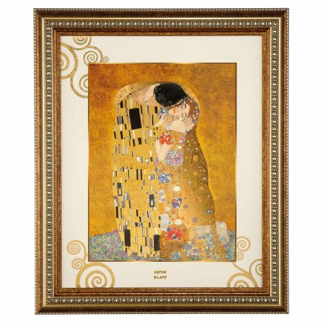 Gustav Klimt Der Kuss Bild Gem&auml;lde Porzellan Limitiert 58 x 48 cm