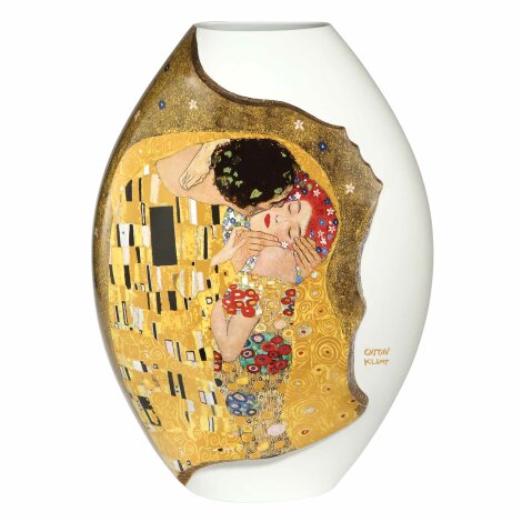 Gustav Klimt Vase Blumenvase - Der Kuss Porzellan mit Echtgold 14 cm