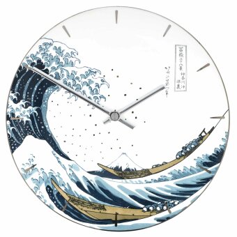 Katsushika Hokusai Die Welle Wanduhr Porzellan Handarbeit...