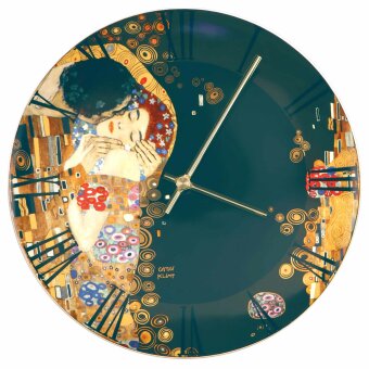 Gustav Klimt Uhr Der Kuss Wanduhr rund Kristallglas...