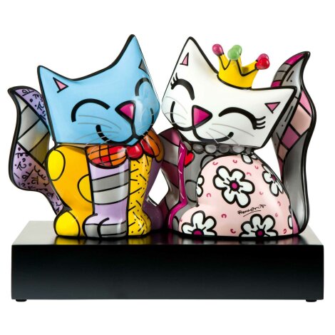 Romero Britto Katzen-Figur Soul Mates Porzellan Limitiert Zertifikat